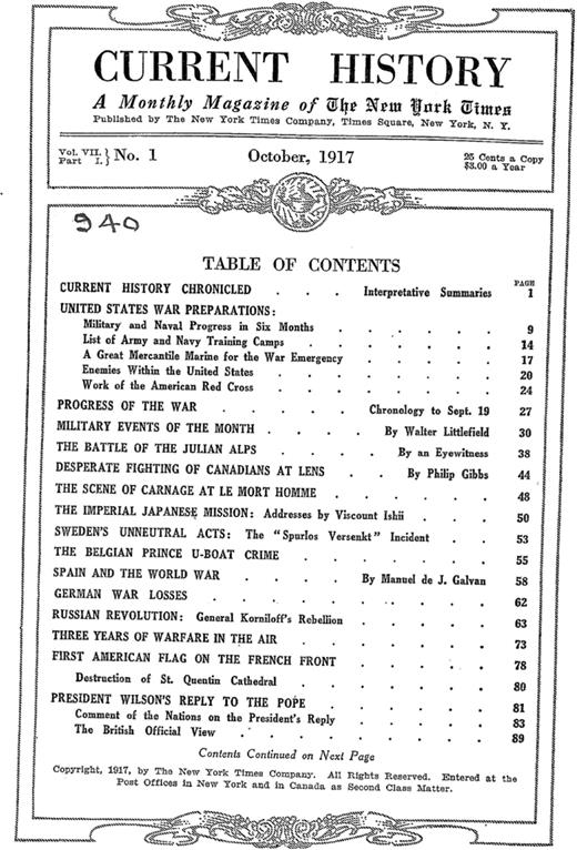 Current History Cover Image for Volume 7_Part-1, Issue 1