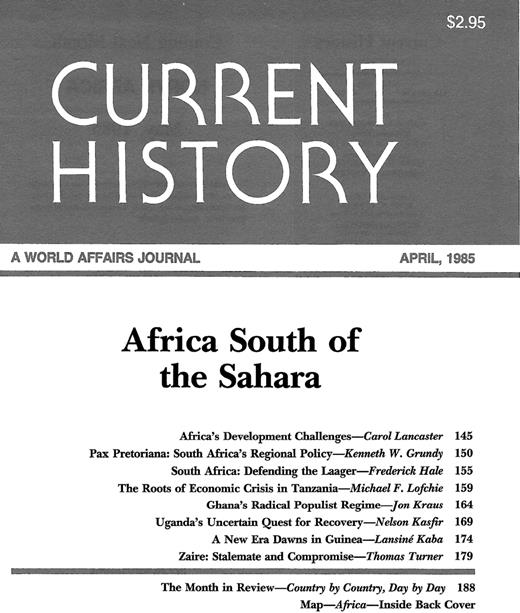 Current History Cover Image for Volume 84, Issue 501