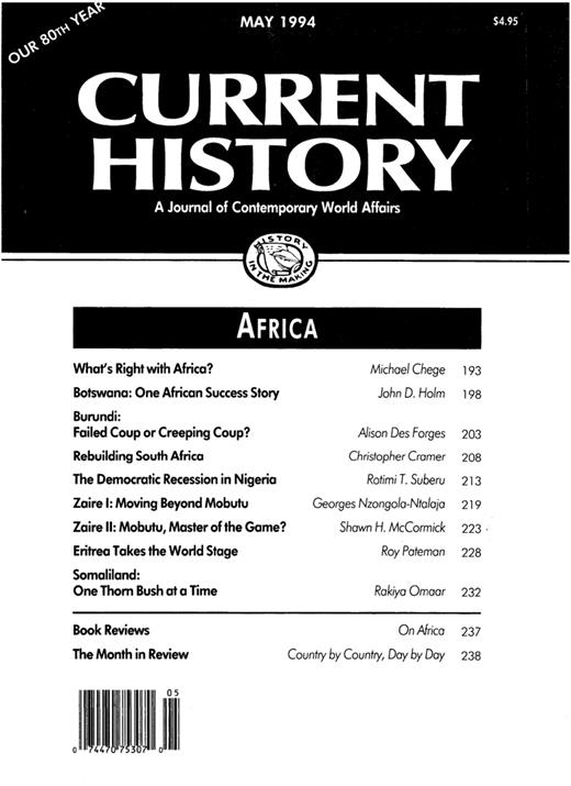 Current History Cover Image for Volume 93, Issue 583
