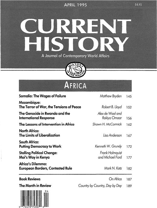 Current History Cover Image for Volume 94, Issue 591