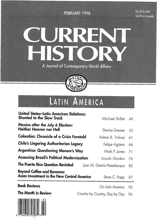 Current History Cover Image for Volume 97, Issue 616