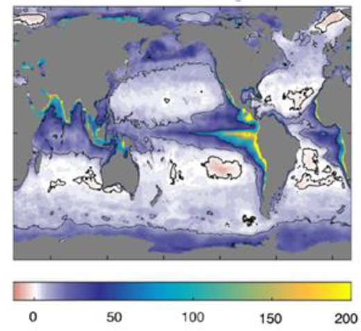 Global mean distribution of surface N2O from Yang et al. (2020). The figure is taken from Wilson et al. (2020). Color-coded values are expressed as the difference of the partial pressures of N2O (pN2O) in the ocean surface layer and the atmosphere (ΔpN2O = pN2Ow − pN2Oa in natm). Positive values of ΔpN2O suggest N2O outgassing, whereas negative values indicate uptake by surface waters.