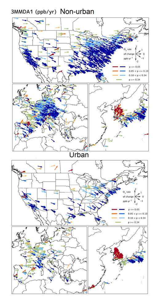 Figure 8d. Urban and non-urban trends for 3MMDA1 (ppb/yr) for the 15-year period 2000–2014. DOI: https://doi.org/10.1525/elementa.273.f8d
