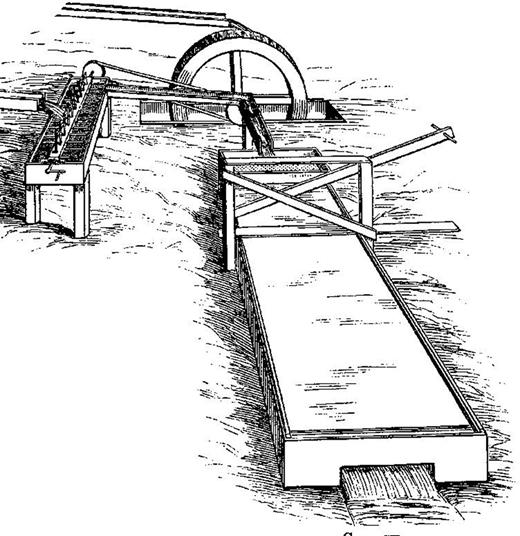 Figure 2. Quicksilver cradle from the 1860s. Quicksilver cradles were widely used in Victoria in the 1860s and 1870s to wash gold from alluvial deposits and amalgamate the gold particles with mercury. Source: Smyth 1980, The gold fields and mineral districts of Victoria, p. 619. DOI: https://doi.org/10.1525/elementa.432.f2