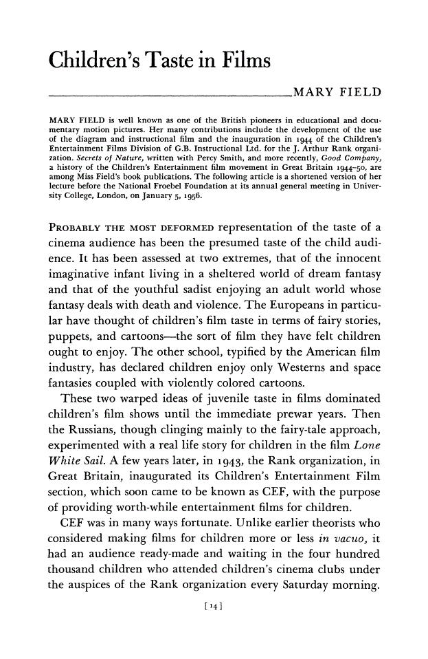 First page of Children's Taste in Films