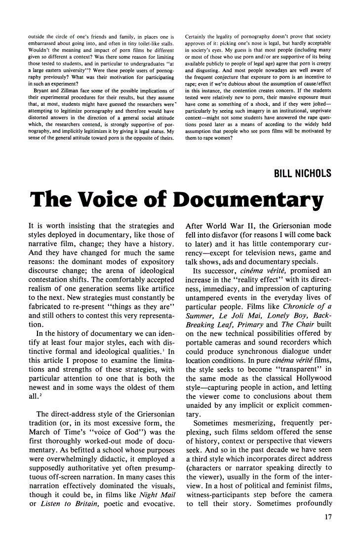 First page of The Voice of Documentary