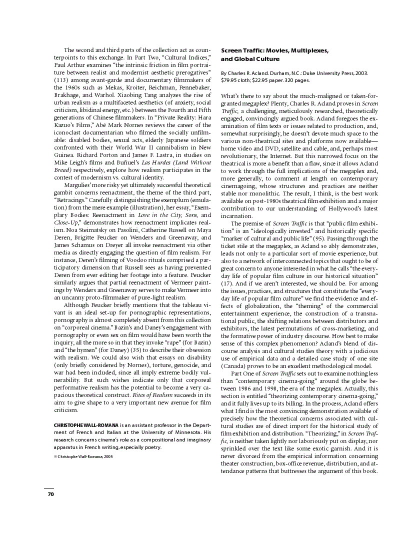 First page of Screen Traffic: Movies, Multiplexes, and Global Culture