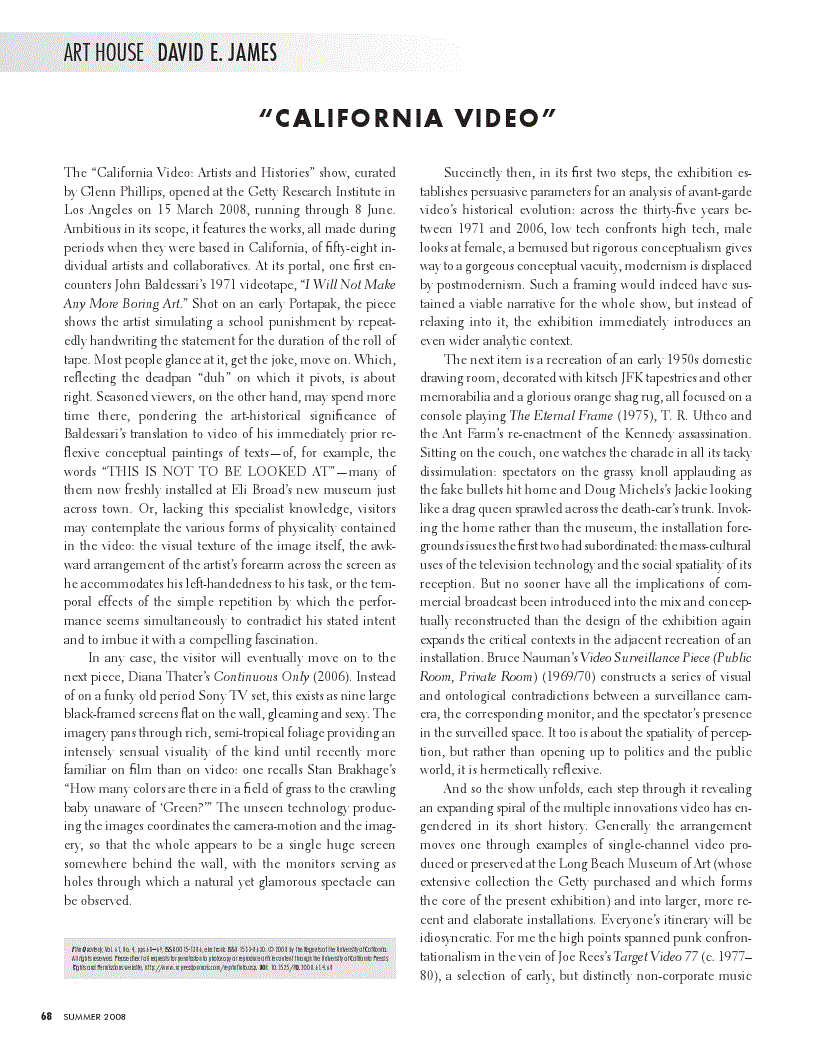 First page of "California Video"