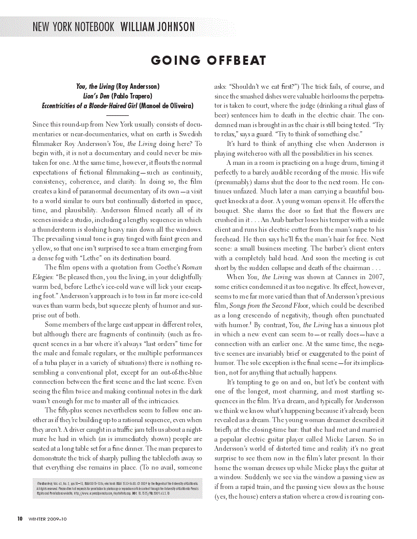 First page of Going Offbeat