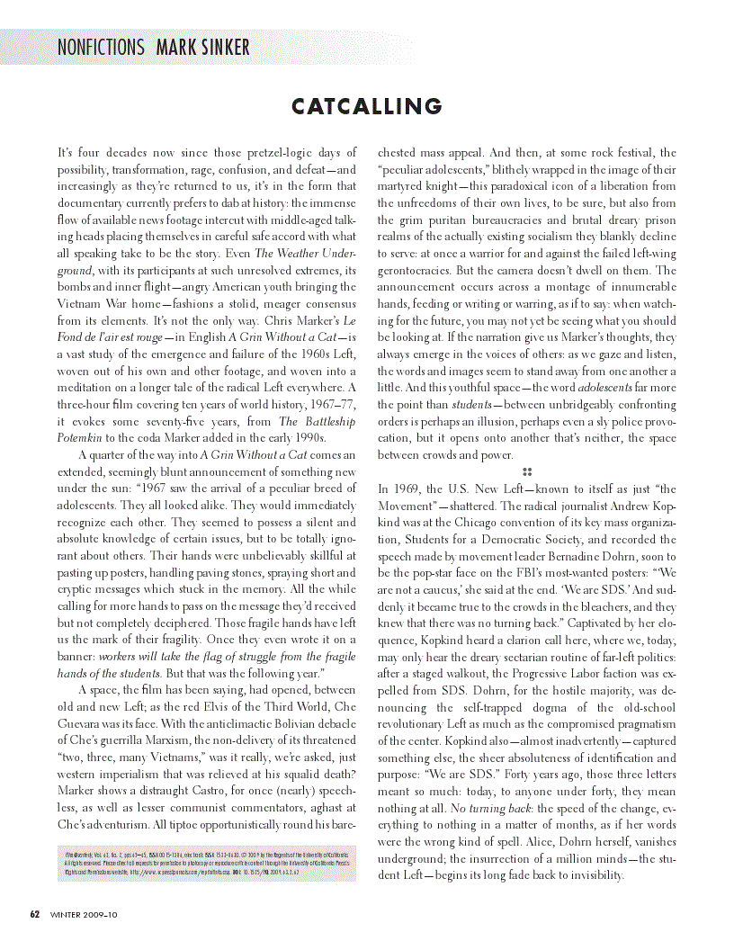 First page of Catcalling