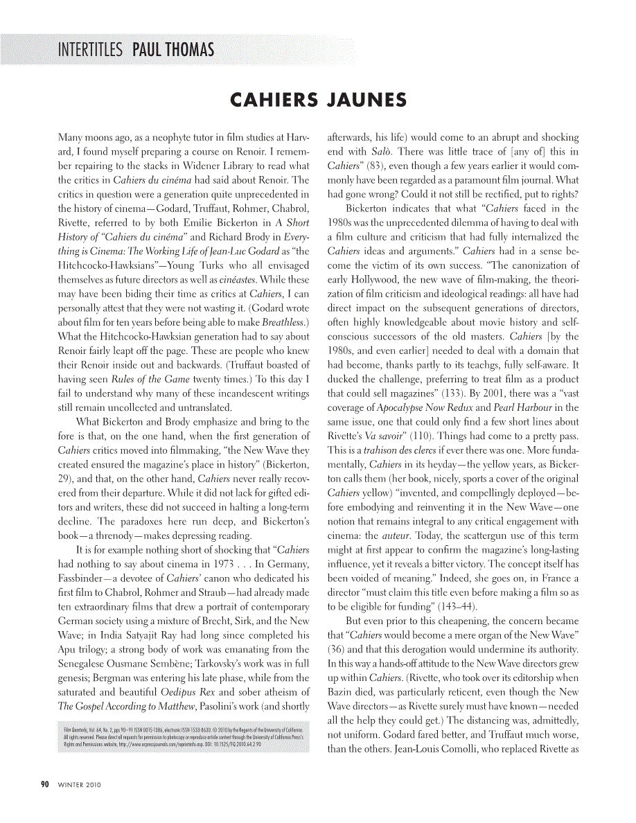 First page of Cahiers Jaunes