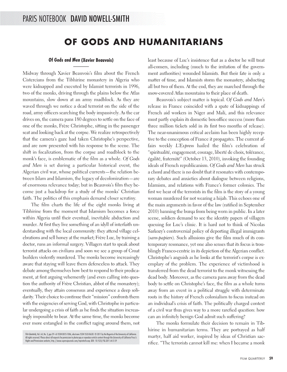 First page of Of Gods and Humanitarians