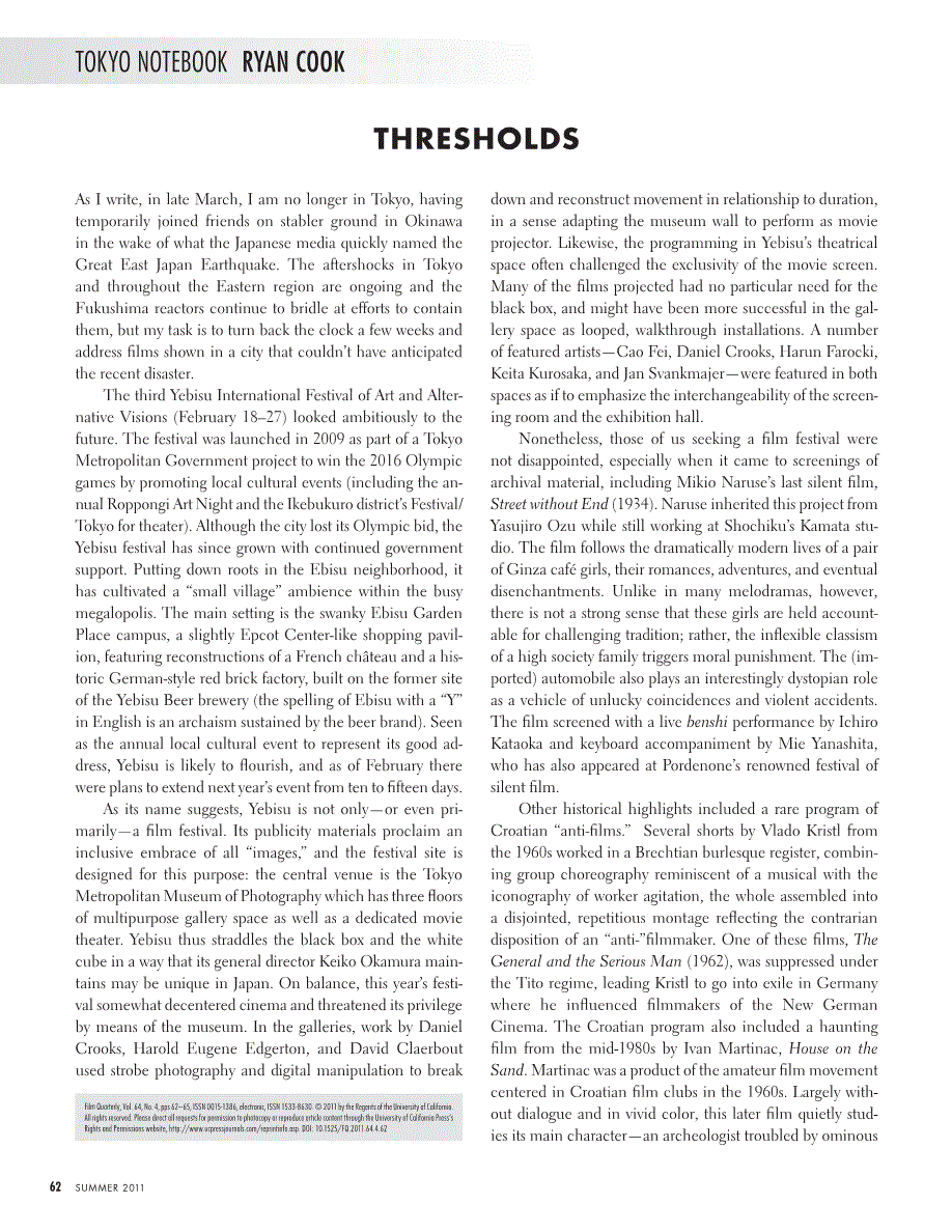 First page of Thresholds
