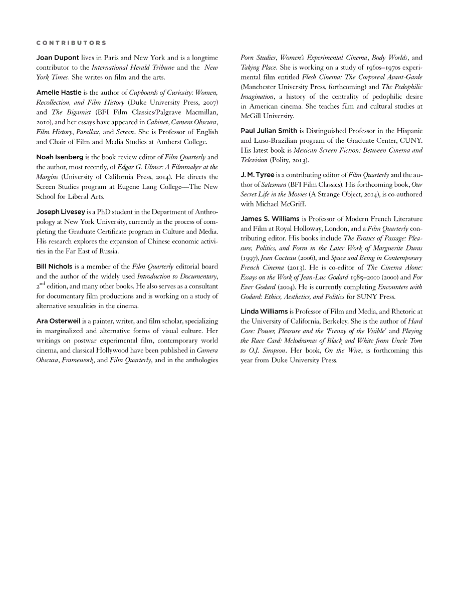 First page of Contributors