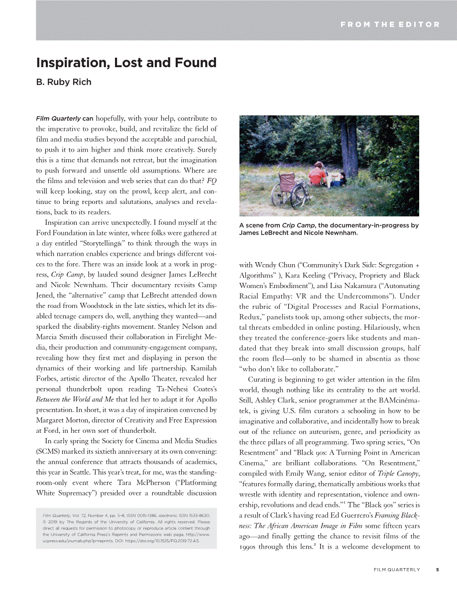 First page of Inspiration, Lost and Found