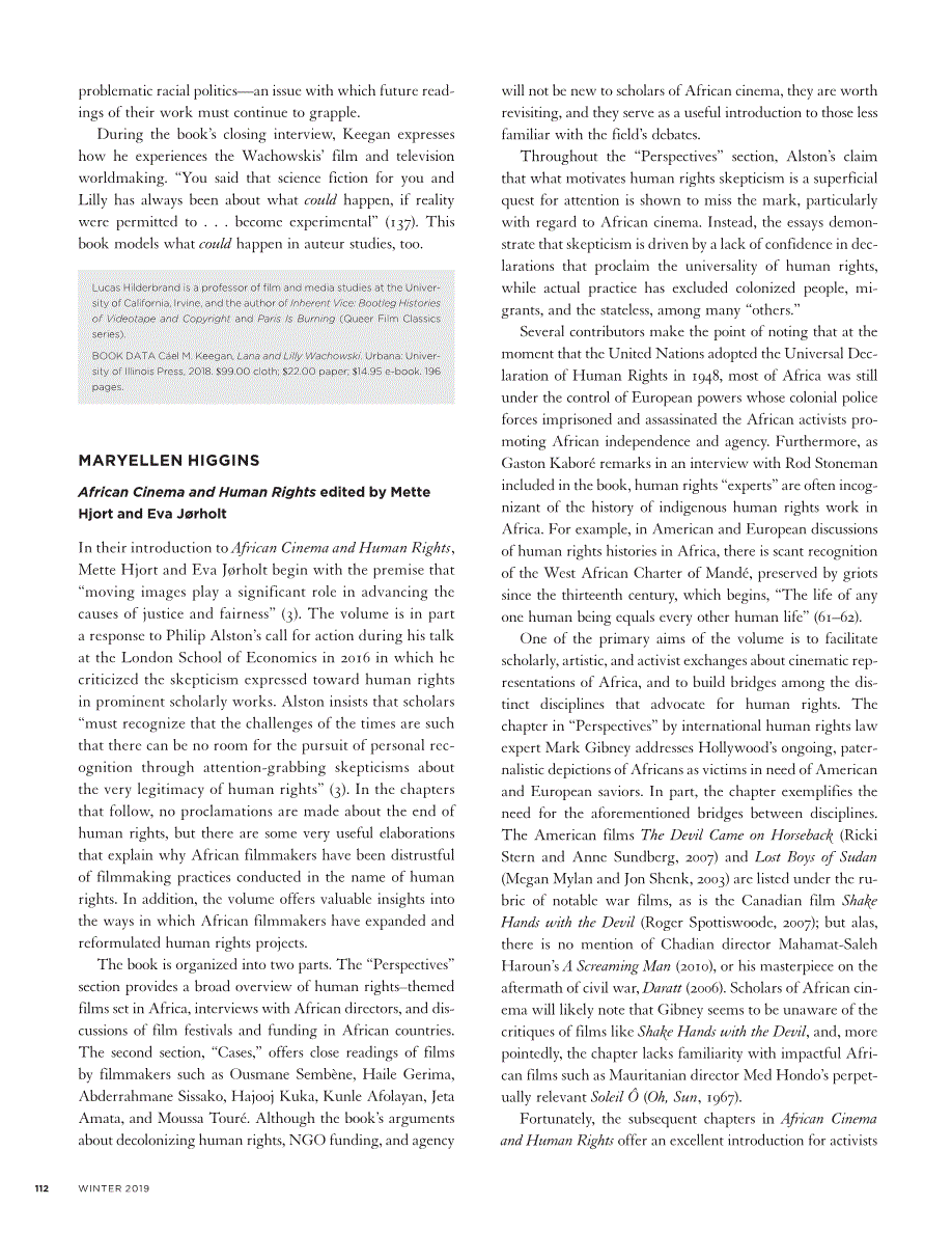 First page of <italic>African Cinema and Human Rights</italic> edited by Mette Hjort and Eva Jørholt