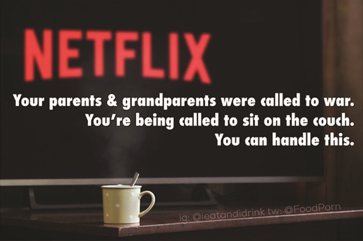 Binge-watching as civic duty.