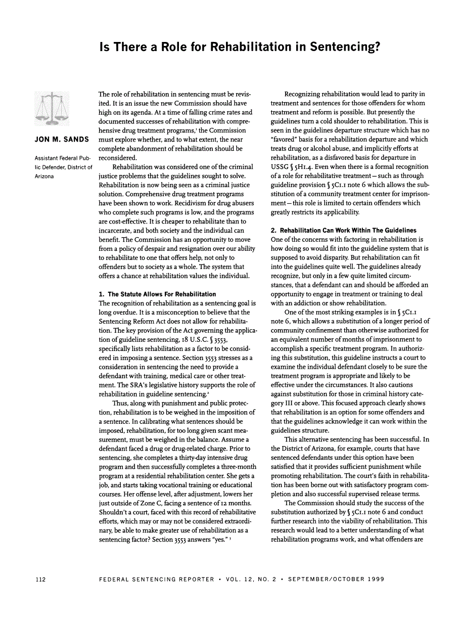 First page of Is There a Role for Rehabilitation in Sentencing?