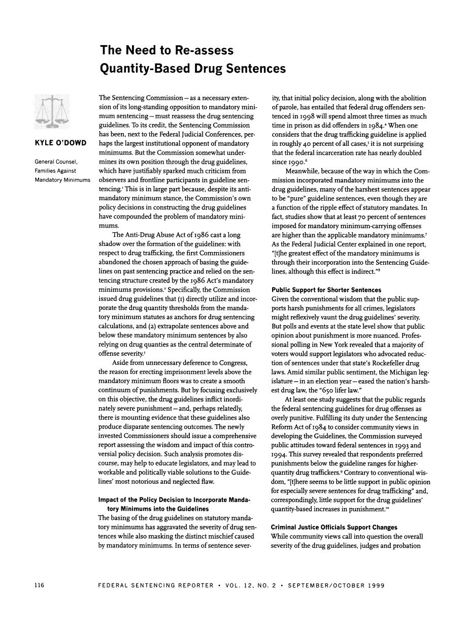 First page of The Need to Re-Assess Quantity-Based Drug Sentences