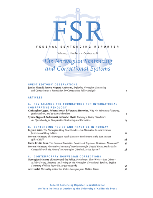 Federal Sentencing Reporter Cover Image for Volume 31, Issue 1