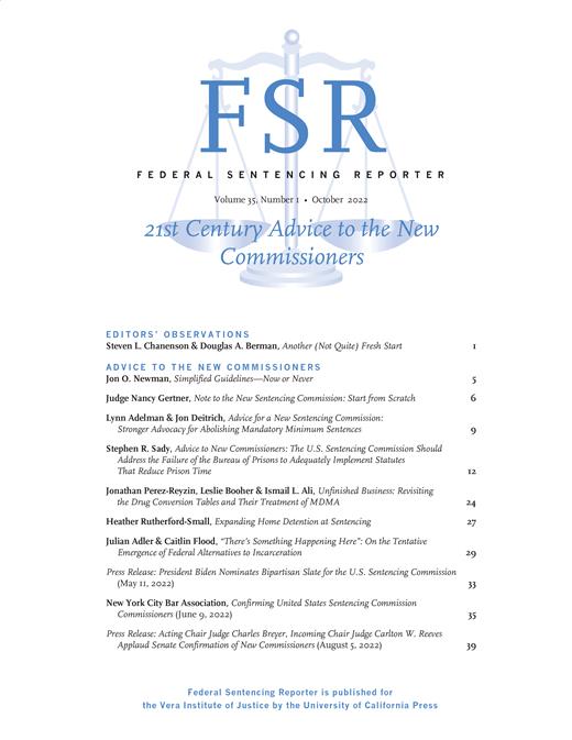 Federal Sentencing Reporter Cover Image for Volume 35, Issue 1