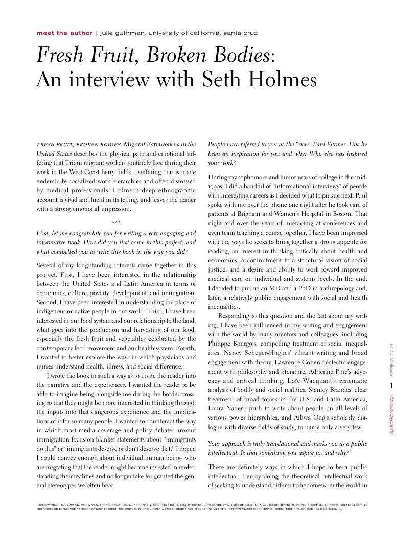 Fresh Fruit, Broken Bodies An interview with Seth Holmes