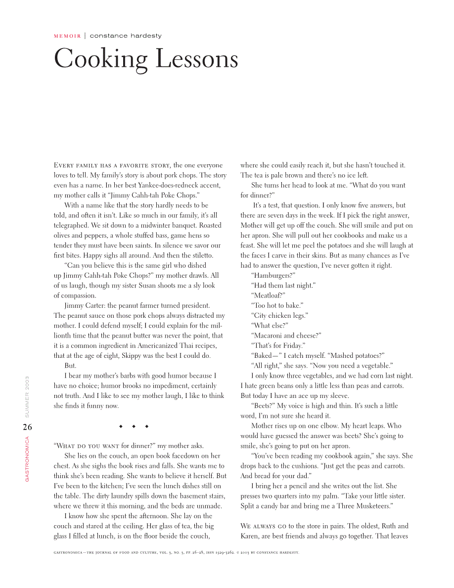 First page of Cooking Lessons