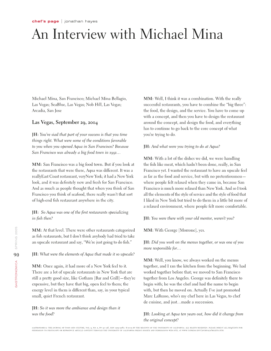 First page of An Interview with Michael Mina