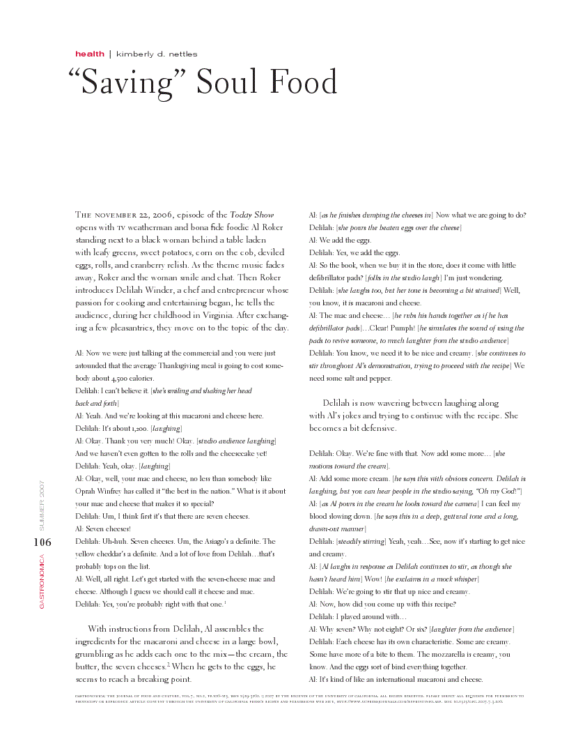 First page of ““Saving”” Soul Food