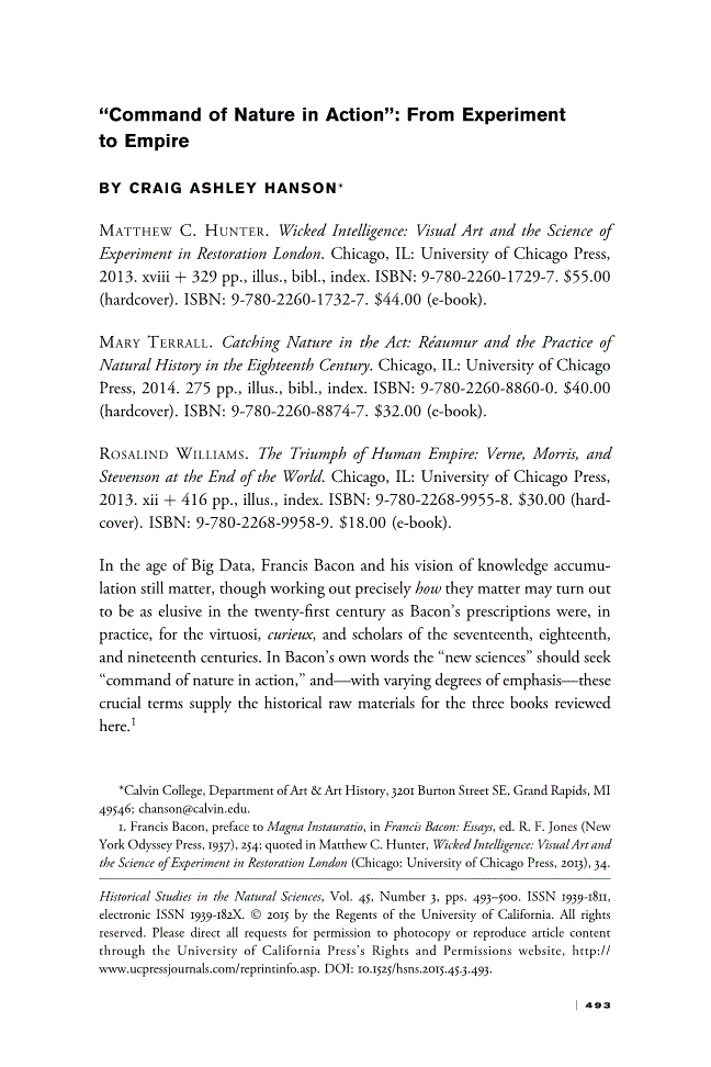 First page of Book Review: “Command of Nature in Action”: From Experiment to Empire