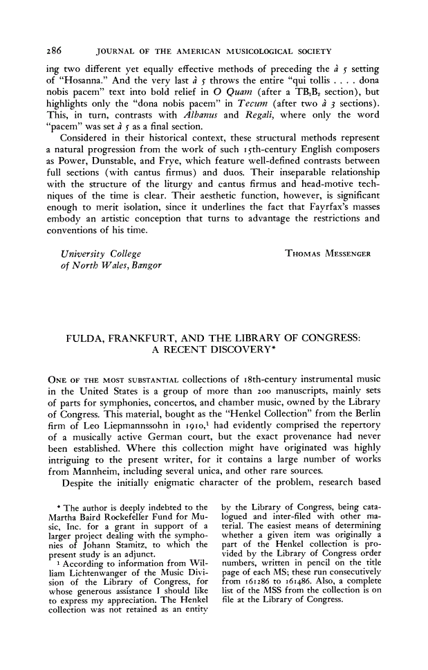 First page of Fulda, Frankfurt, and the Library of Congress: A Recent Discovery