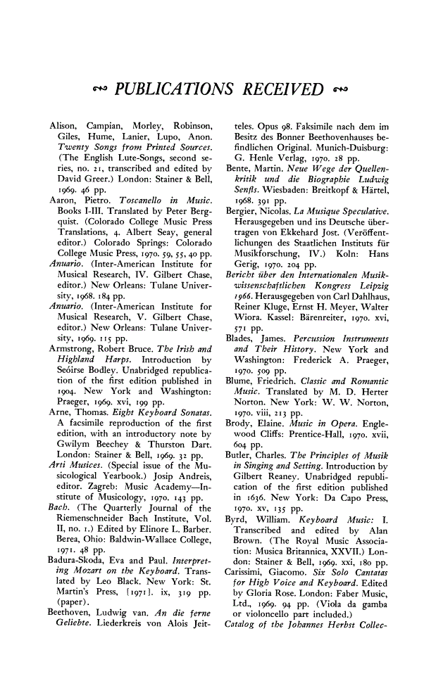 First page of Publications Received