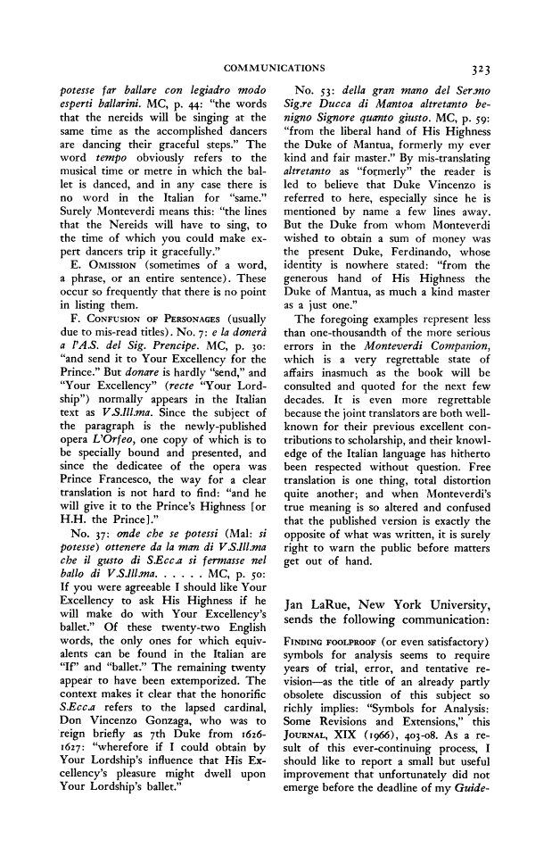 First page of [Letter from Jan LaRue]