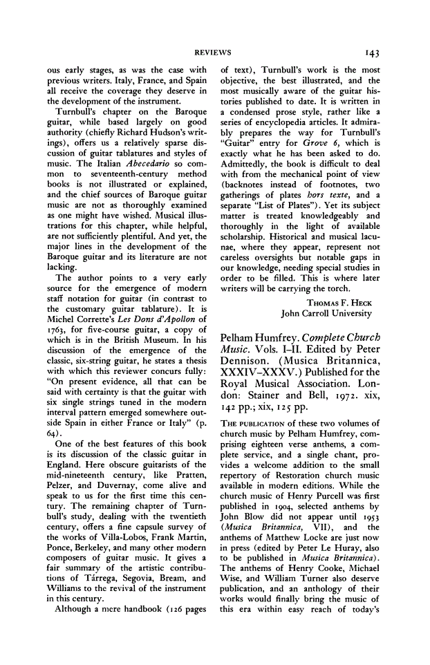 First page of Review: <italic>Complete Church Music</italic> by Pelham Humfrey, Peter Dennison