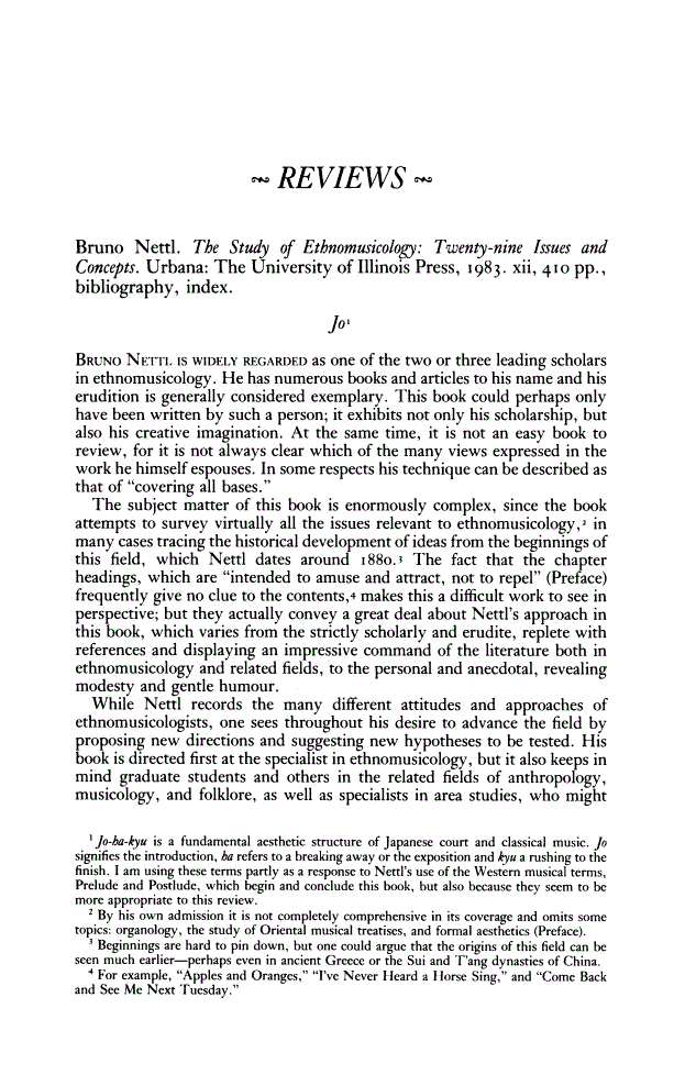 Review The Study of Ethnomusicology TwentyNine Issues and Concepts