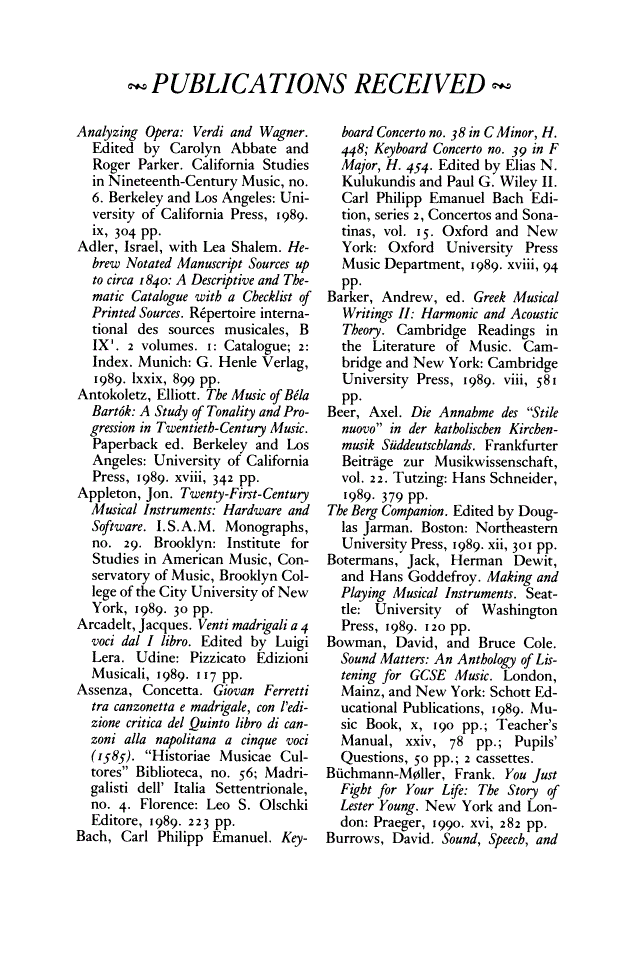 First page of Publications Received