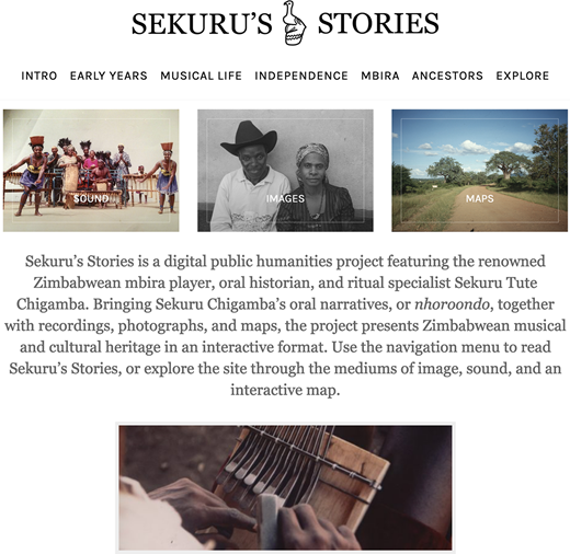 Screenshot from Sekuru's Stories, showing the home page, accessed March 17, 2020, https://sekuru.org/home/
