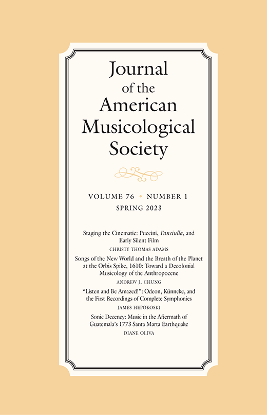 Journal of the American Musicological Society Cover Image for Volume 76, Issue 1