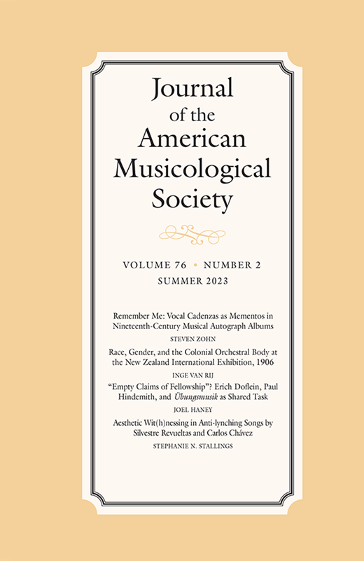 Journal of the American Musicological Society Cover Image for Volume 76, Issue 2