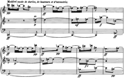 Cantéyodijayâ, p. 8, mm. 1–8, above, with “mode de durées, de hauteurs et d’intensités.”