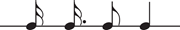 The deśītāla called “laksmiça,” as given in Western notation in Joanny Grosset, “Inde,” in Encyclopédie de la musique et dictionnaire du Conservatoire (1913), with durational ratio [2:3:4:8].