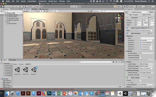 The Hall of Comares in the stripped-down version of the model in Unity.