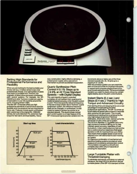 Brochure for Technics SP-15 Quartz Synthesizer Direct Drive Turntable (World Radio History)