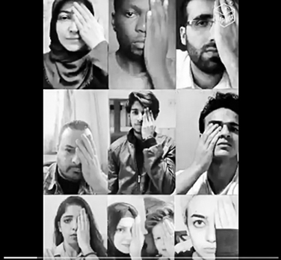A still from a video produced by In the Now media agency shows a collage of participation in the viral solidarity trend. (19 November, Twitter)