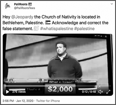 The @PalRootsTees account uses trending hashtags to show support for Katy Needle. (12 January, Twitter)