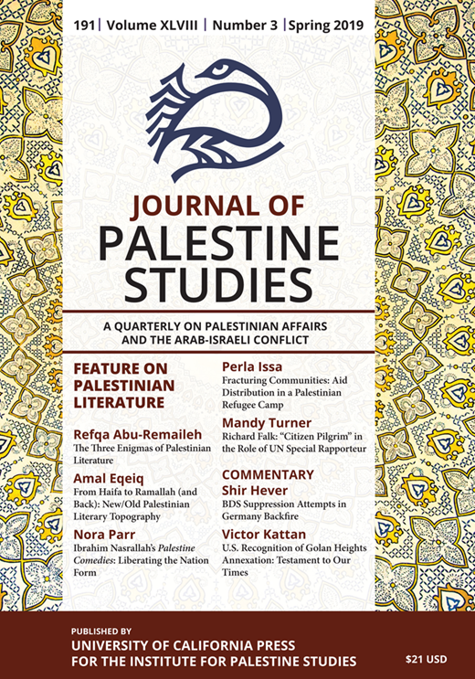 Journal of Palestine Studies Cover Image for Volume 48, Issue 3