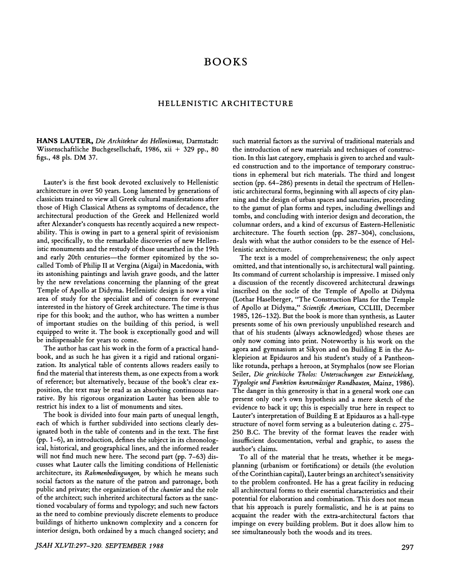 Review: Die Architektur des Hellenismus by Hans Lauter ...