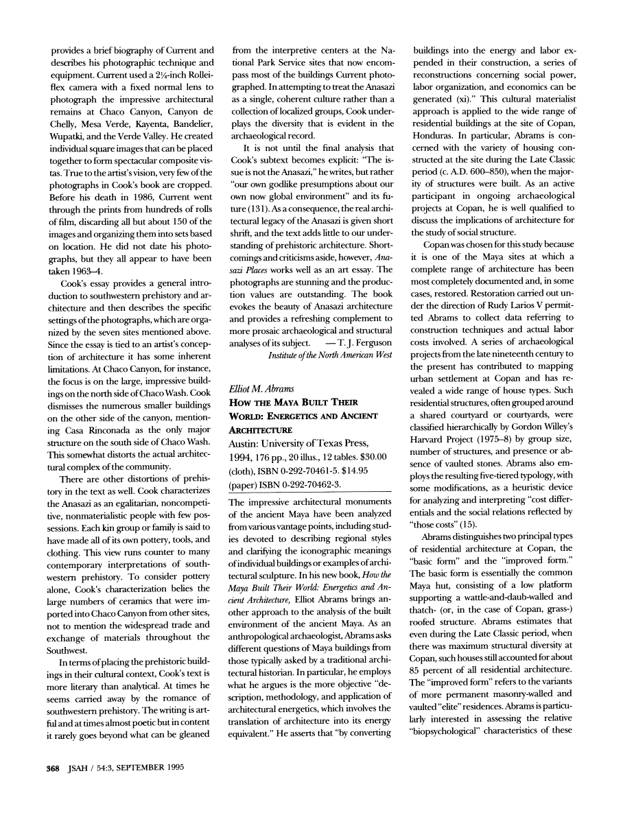 First page of Review: How the Maya Built Their World: Energetics and Ancient Architecture by Elliot M. Abrams