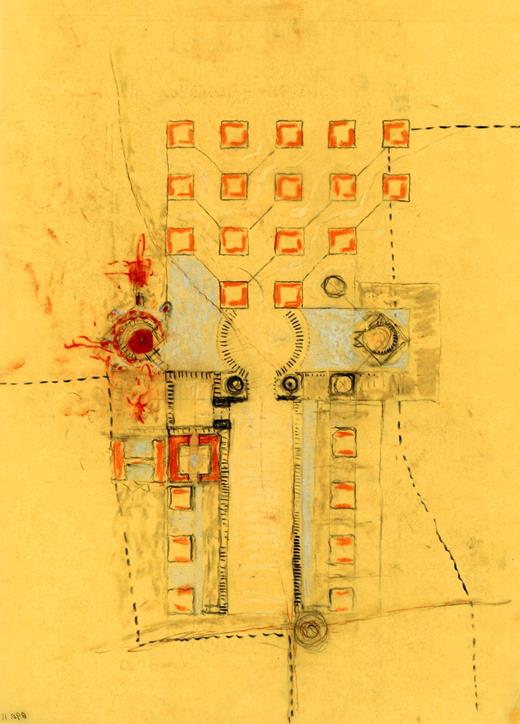 Figure 7. Louis Kahn, early sketch, Abbas Abad project, Tehran, 1974 (Louis I. Kahn Collection, University of Pennsylvania and the Pennsylvania Historical and Museum Commission).