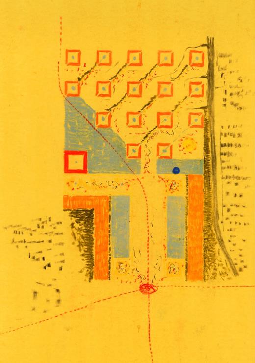 Figure 14. Louis Kahn, early sketch of government ministry buildings, Abbas Abad Master Plan, Tehran, 1974 (Louis I. Kahn Collection, University of Pennsylvania and the Pennsylvania Historical and Museum Commission).